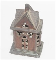 Cast iron  Building bank, 5", see photo of bottom