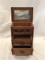Wood Jewelry Box with Mirror