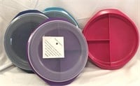 New 4 Fresh Seal Divided Picnic Plates with Lids