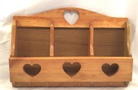 Wood Heart Wall Mail And Key Holder