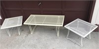 (3) Patio Tables Iron & Wire Mesh