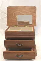 Small Wooden Jewelry Box with Mirror