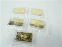 Five Gold Plated 1oz Bars