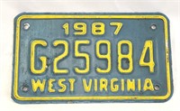 1987 West Virginia Motorcycle License Plate