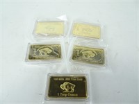 Five Gold Plated 1oz Bars