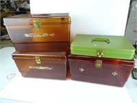 Four Empty Sewing Boxes with Inserts