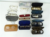 Twelve pairs of Antique Glasses - 6 marked 12k GF