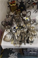 large Collection of Plated Ware and Flatware