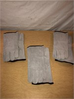 Heavy Duty Leather Welding Glove Lot 3 Pair Sz 9 L