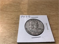 1953-D Silver Franklin Half Dollar in Case
