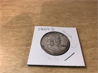 1954-S Silver Franklin Half Dollar in Case