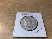 1963-D Silver Franklin Half Dollar in Case