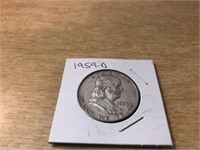 1959-D Silver Franklin Half Dollar in Case