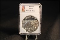 Wildlife Series Grizzly Bear 1oz of .999 Silver