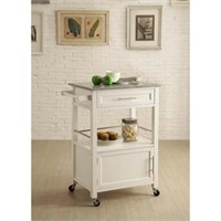 Mitchell White Kitchen Cart With Storage