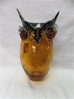 MURANO ART GLASS OWL VASE 9.25"T