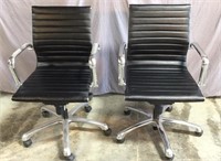 2 Low Back Leather Office Chairs