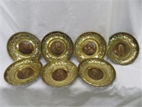 7PC ORNATE BRASS AND COPPER COMPOSER PLATES