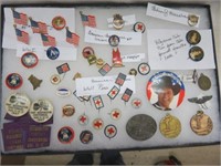 SELECTION OF VINTAGE PINS AND MORE
