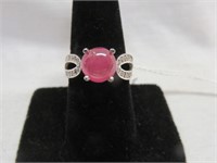 STERLING RUBY AND CZ RING SZ 7.25