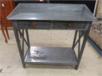 PRIMITIVE STYLE WOOD AND METAL WASHSTAND