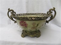 FRENCH STYLE ORNATE METAL AND PORCELAIN
