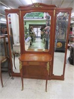 ANTIQUE FRENCH STYLE FLAME MAHOGANY INLAID VANITY