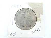 1918 - S Walking Liberty Silver Half Dollar