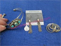 sterling earrings & silver plated bracelet