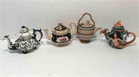 4 SMALL TEAPOT ORNAMENTS WITH REOMVABLE LIDS