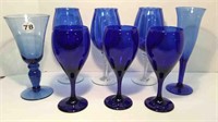 8 ASSORTED BLUE GLASS STEMWARE