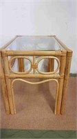 BAMBOO END TABLE WITH GLASS TOP