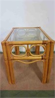 BAMBOO END TABLE WITH GLASS TOP