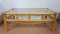 BAMBOO COFFEE TABLE WITH GLASS TOP