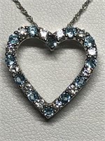 $200. S/Silver Blue Topaz Pendant Necklace