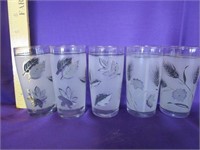 5 Retro small juice glasses