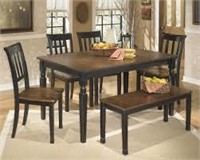 Ashley D580 Table, 4 Chairs & Bench