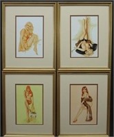 Set of 4 Art Deco Pin Up Girls by Alberta Vargas