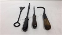 Assorted tools possibly gardening display quality