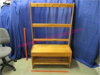 nice oak handmade bench-coat rack (5ft tall)