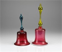 Two antique glass Victorian wedding bells