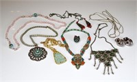 Lot of assorted beaded and silver jewellery