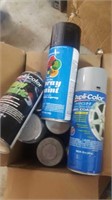 Box of spray paint and car paint