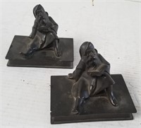 OLD SPELTER METAL MAN BOOKENDS OR PAPERWEIGHTS