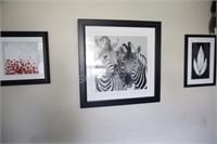 Framed Set of 3 Prints Zebras, Floral & Leaf