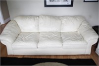 White Leather Three Seater Couch