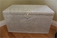 White Wicker Chest with Hinged Top