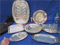 nice silver plated serving pieces & 2 storage bags