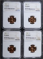 2 - 1963 & 2 - 1964 LINCOLN CENT NGC