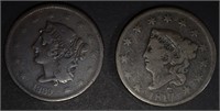 1817 VG & 1839 “BOOBY HEAD” FINE LARGE CENTS